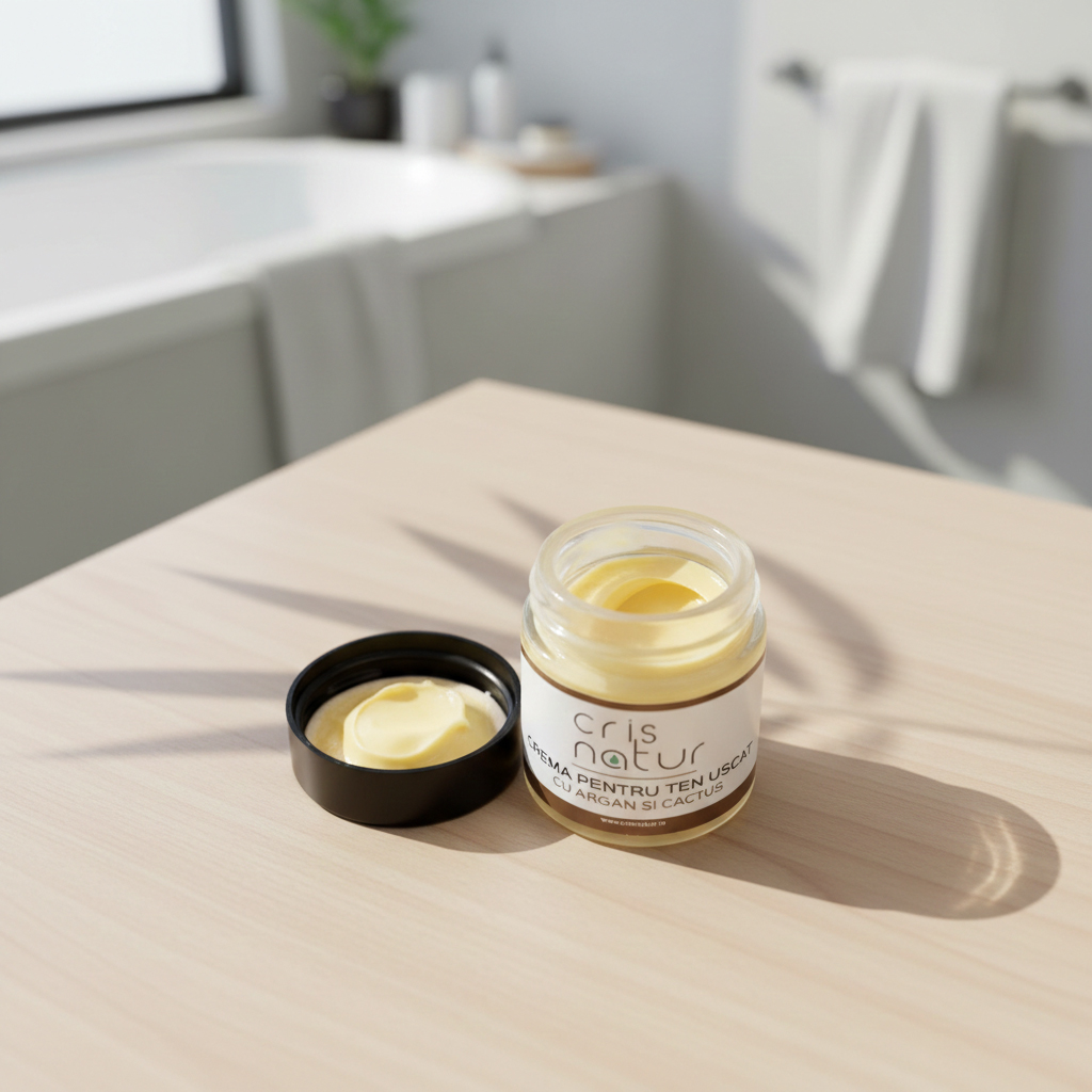 Crema de fata naturala cu argan si cactus pentru ten uscat 30 ml realizata manual in Romania - imagine 7