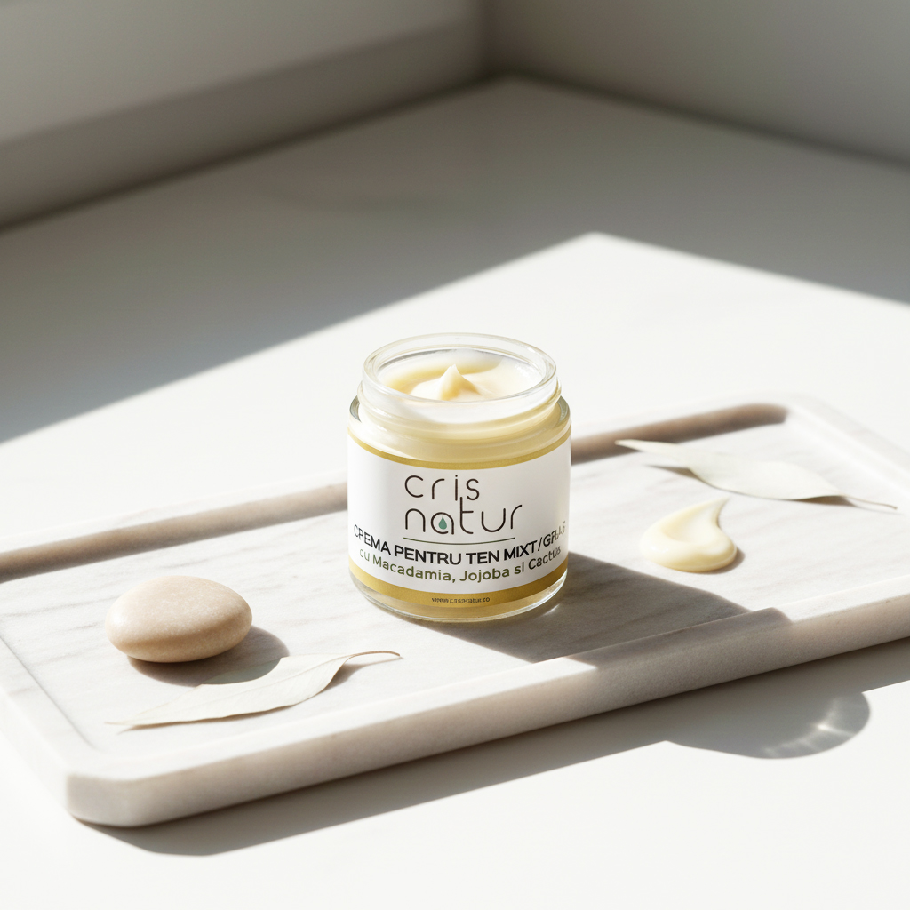 Crema de fata naturala pentru ten mixt / gras cu Macadamia, Jojoba si cactus 30ml realizata manual in Romania - imagine 8