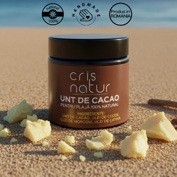 Unt de cacao pentru plaja 200 ml, 100% natural, realizat manual in Romania