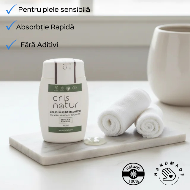 Gel cu Ulei de Magneziu cu MSM, Arnica si Eucalipt 100ml, ameliorarea rapidă a durerilor musculare și articulare
