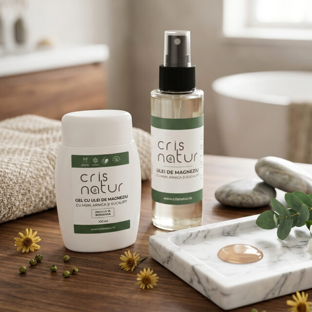 Pachet pentru sportivi: Gel si Ulei de Magneziu cu MSM, Arnica si Eucalipt