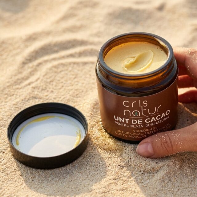 Unt de cacao pentru plaja 120ml, 100% natural, realizat manual in Romania