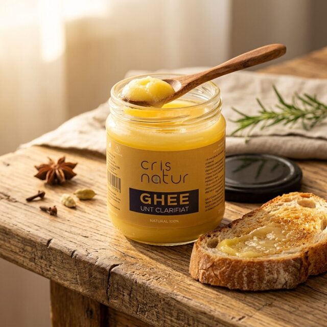 Unt clarificat Ghee cu turmeric natural 100% realizat manual in romania. Gateste intr-un mod sanatos