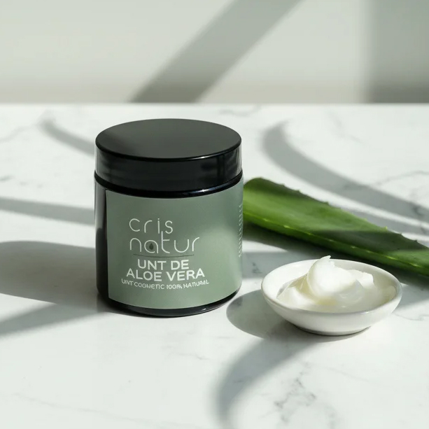 Unt de Aloe Vera 120ml, 100% natural, realizat manual in Romania pentru corp si fata calmant si hidratant
