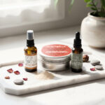 Pachet ten sensibil- Masca de fata cu pudra de struguri, argila rosie - Apa de Neroli si Ulei de Cafea Verde