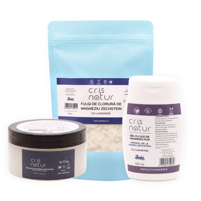 Pachet Wellness și sport - Fulgi,Scrub si Gel de Magneziu cu Lavanda