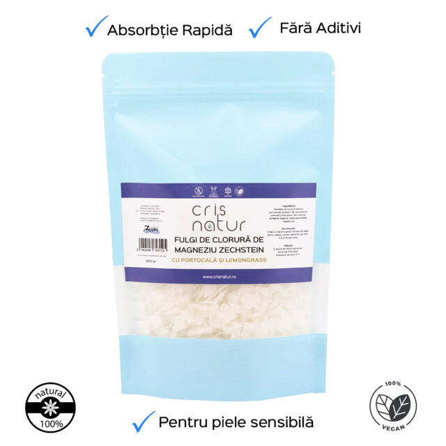 Fulgi de baie cu magneziu de la Marea Zechstein cu Portocala si Lemongrass 800g