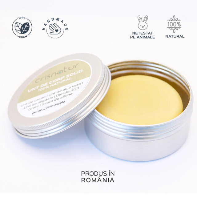 Unt de corp solid piele uscata - natural 100% - realizat manual, 60g - imagine 2