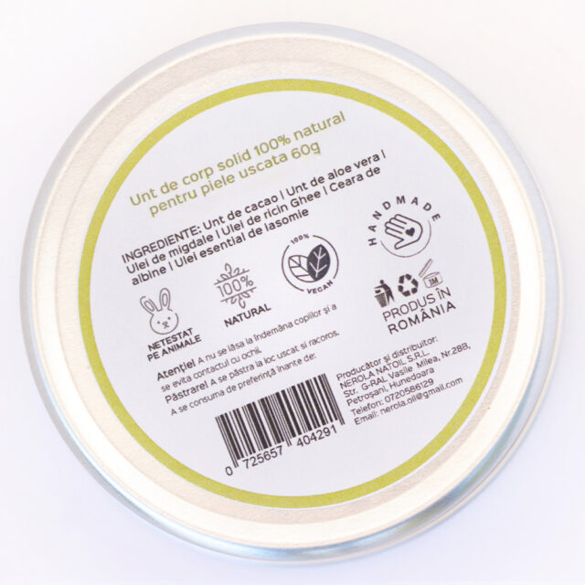 Unt de corp solid piele uscata - natural 100% - realizat manual, 60g - imagine 5
