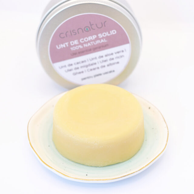Unt de corp solid toate tipurile de piele cu ulei de geranium- natural 100% - realizat manual, 60g - imagine 3