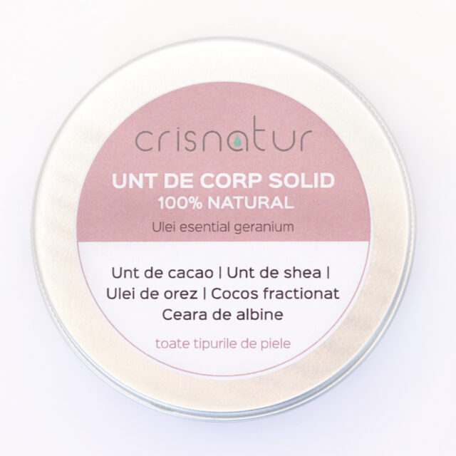 Unt de corp solid toate tipurile de piele cu ulei de geranium- natural 100% - realizat manual, 60g - imagine 4