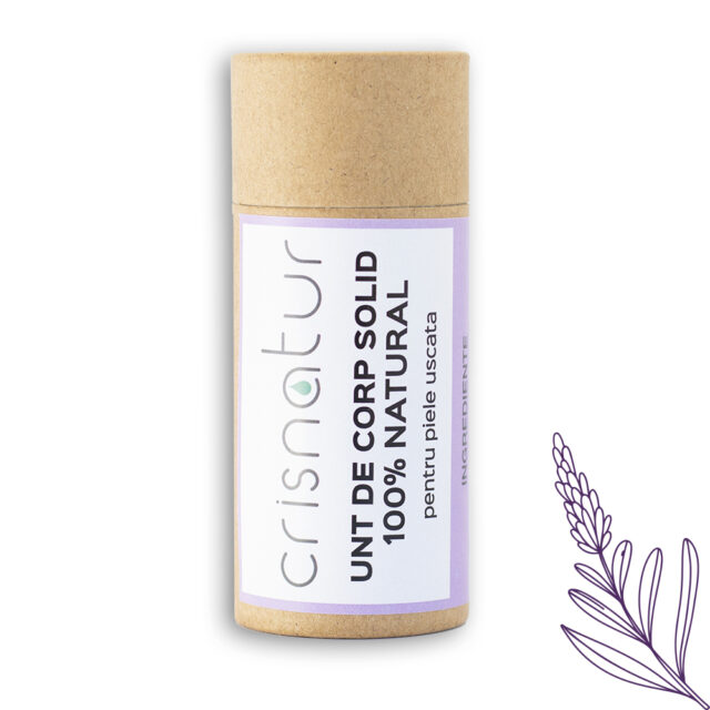 Unt de corp solid piele uscata cu lavanda - natural 100% - realizat manual, 60g