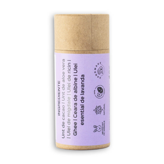 Unt de corp solid piele uscata cu lavanda - natural 100% - realizat manual, 60g - imagine 2