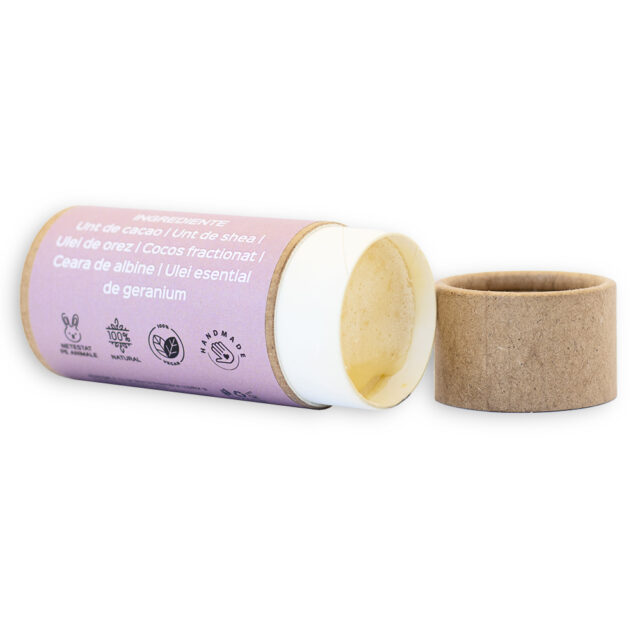 Unt de corp solid toate tipurile de piele cu geranium - natural 100% - realizat manual, 60g - imagine 3
