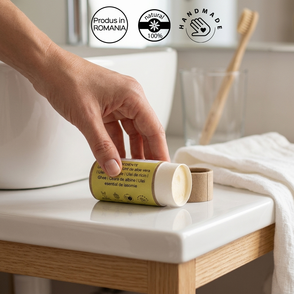 Unt de corp solid piele uscata cu ulei iasomie - natural 100% - realizat manual, 60g - imagine 2