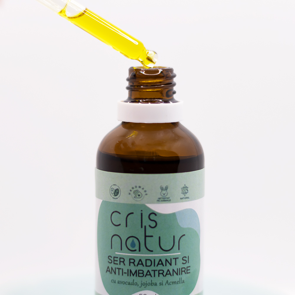 Ser de fata anti-imbatranire natural 100% cu avocado, jojoba si Acmella realizat manual in Romania, 30 ml - imagine 4