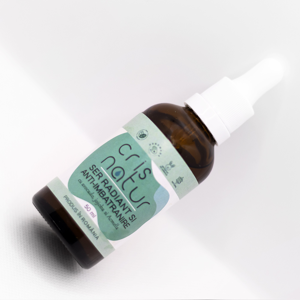 Ser de fata anti-imbatranire natural 100% cu avocado, jojoba si Acmella realizat manual in Romania, 30 ml - imagine 3