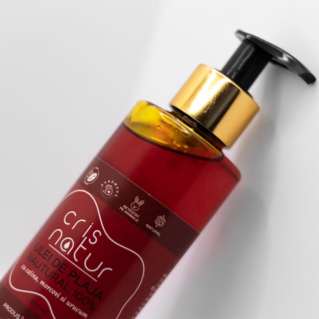 Ulei de plaja natural cu catina, morcovi si urucum realizat manual in Romania, 200 ml - imagine 3