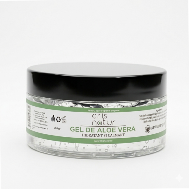 Gel de Aloe Vera pentru piele, fata si par, hidratant si calmant 300 ml