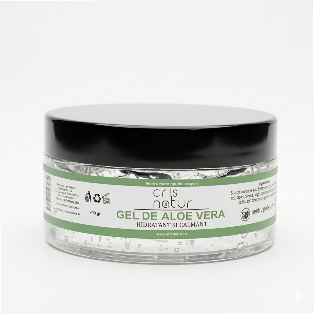 Gel de Aloe Vera pentru piele, fata si par, hidratant si calmant 300 ml